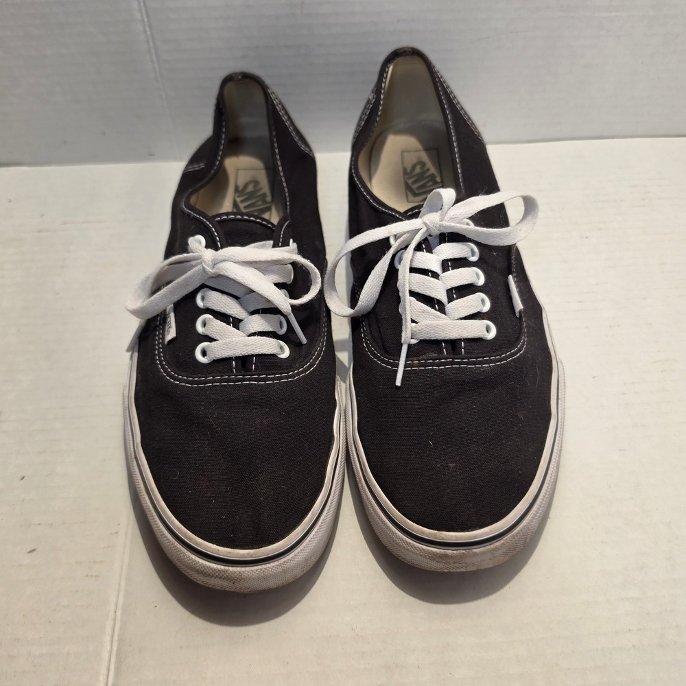 Vans Authentic Black Canvas Low Top Skate Shoes Mens 12 721565